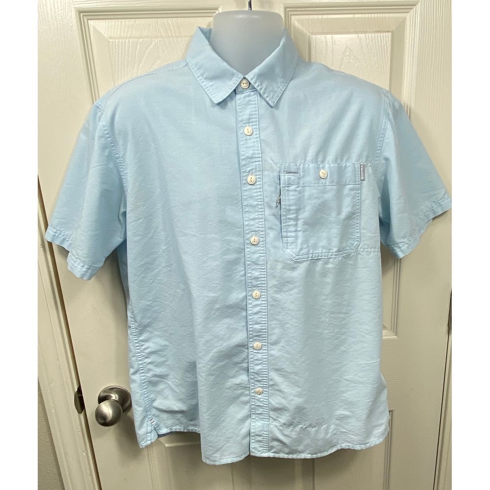 Simms Fish‎ It Well Light Blue Short Sleeve Outdoor Performance Size M